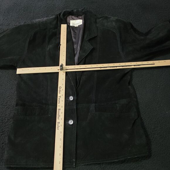 Diversity Womens Genuine Leather Black Size M Leather Long Sleeve Two Button - Picture 3 of 12